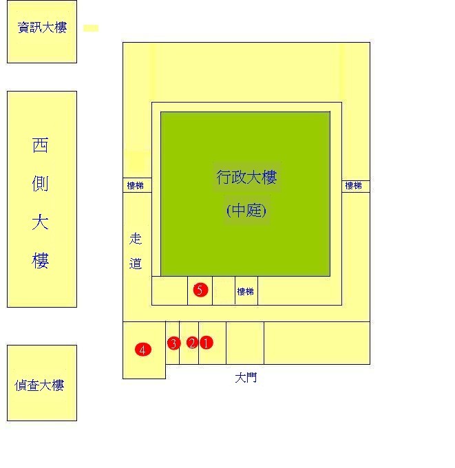 行政大樓二樓介紹：(圖中含統計室、臺灣更生保護會新北分會、犯罪被害人保護協會臺灣新北分會)